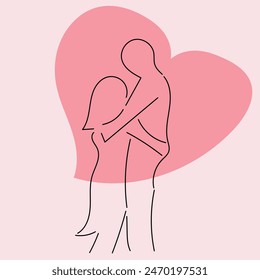 Sketch minimal couple in love drawing line art couple lovely drawn together line love concept with white ioslated background. Abstract,vector,illustration.