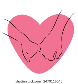 Sketch minimal hold hand drawing line art couple in love drawn hand hold line love concept with white ioslated background. Abstract,vector,illustration.