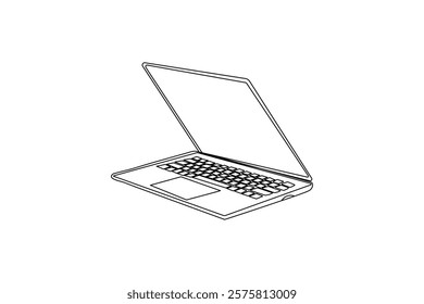 Sketch minimalist one line art of  laptop continuous one line drawing of isolated outline vector illustration 