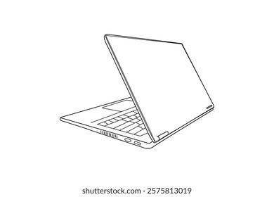 Sketch minimalist one line art of  laptop continuous one line drawing of isolated outline vector illustration 