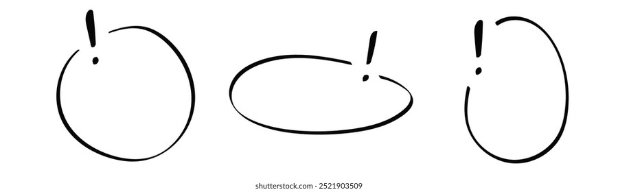 Boceto de marco negro minimalista. Mensaje de advertencia sin texto con signo de exclamación.