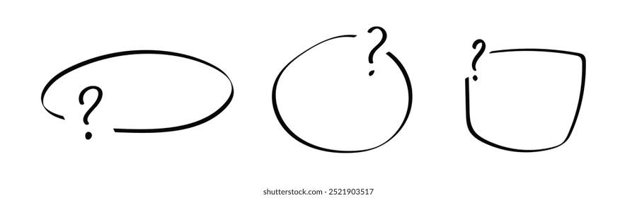 Sketch of minimalistic black frame. Warning message without text with question mark.