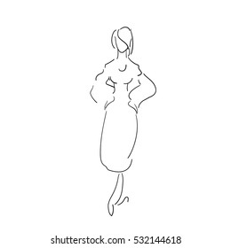 Sketch Model Designer Dress: vector de stock (libre de regalías