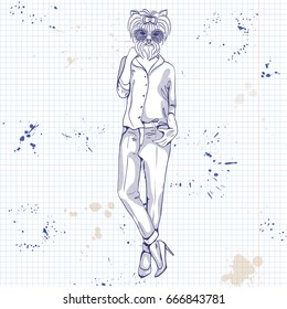 Sketch of model with dog head