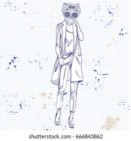 Sketch of model with dog head