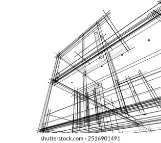 Esboço de construção moderna vetor 3d ilustração 