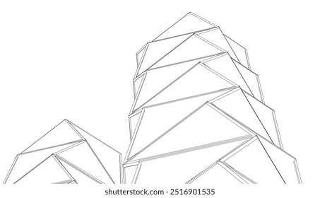 Sketch of modern building vector 3d illustration 