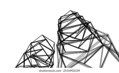 Boceto de Vector de construcción moderna ilustración 3d 