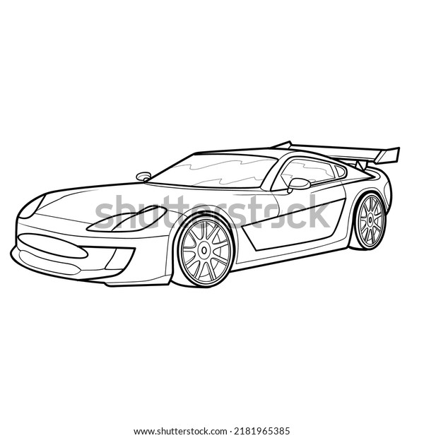 sketch of a modern car,\
coloring, isolated object on a white background, vector\
illustration, eps