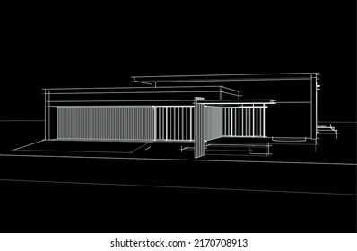 sketch of modern house 3d illustration