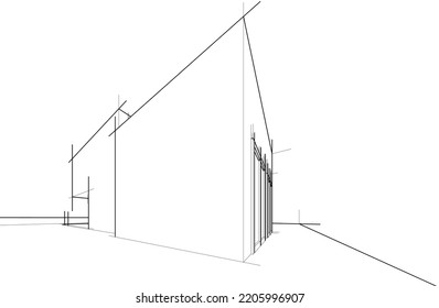 sketch of modern house 3d illustration