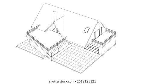  Croquis de una casa moderna 3D renderizado