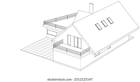  Croquis de una casa moderna 3D renderizado