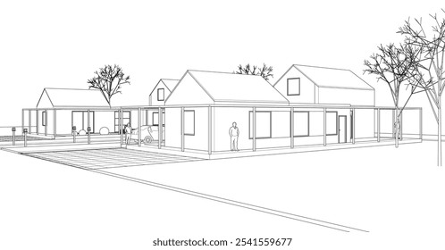 Skizze eines modernen Hauses 3D Rendering	