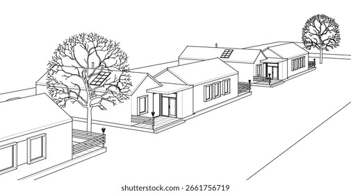 esboço de uma renderização 3d de casa moderna	