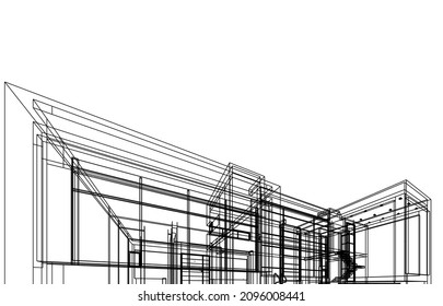 boceto de un edificio moderno vectorial 3d ilustración
