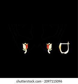 Sketch of a modern jewelery Earrings designs with precious stones, Great for jewelry factories and jewelry stores.