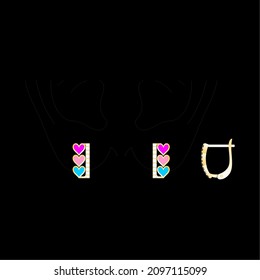 Sketch of a modern jewelery Earrings designs with precious stones, Great for jewelry factories and jewelry stores.