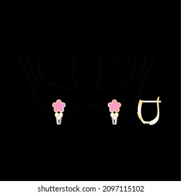 Sketch of a modern jewelery Earrings designs with precious stones, Great for jewelry factories and jewelry stores.