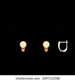 Sketch of a modern jewelery Earrings designs with precious stones, Great for jewelry factories and jewelry stores.