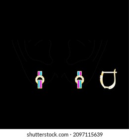 Sketch of a modern jewelery Earrings designs with precious stones, Great for jewelry factories and jewelry stores.