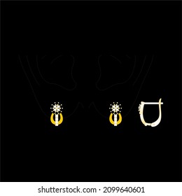 Sketch of a modern jewelery Earrings designs with precious stones, Great for jewelry factories and jewelry stores