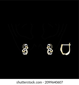 Sketch of a modern jewelery Earrings designs with precious stones, Great for jewelry factories and jewelry stores