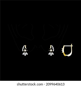 Sketch of a modern jewelery Earrings designs with precious stones, Great for jewelry factories and jewelry stores