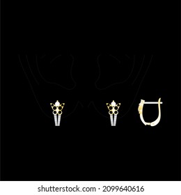 Sketch of a modern jewelery Earrings designs with precious stones, Great for jewelry factories and jewelry stores