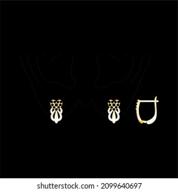 Sketch of a modern jewelery Earrings designs with precious stones, Great for jewelry factories and jewelry stores