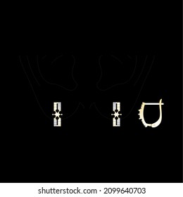 Sketch of a modern jewelery Earrings designs with precious stones, Great for jewelry factories and jewelry stores