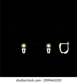 Sketch of a modern jewelery Earrings designs with precious stones, Great for jewelry factories and jewelry stores