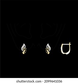 Sketch of a modern jewelery Earrings designs with precious stones, Great for jewelry factories and jewelry stores