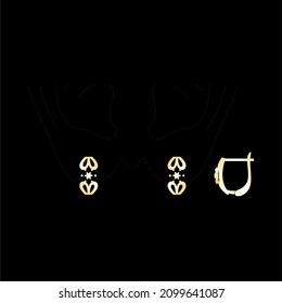 Sketch of a modern jewelery Earrings designs with precious stones, Great for jewelry factories and jewelry stores