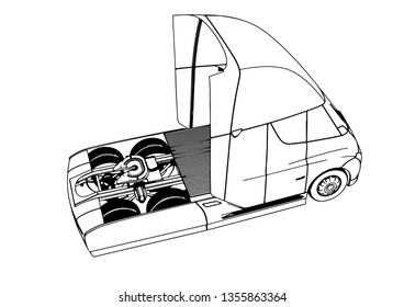 sketch of a modern truck vector
