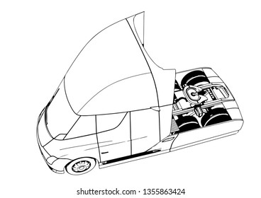 sketch of a modern truck vector
