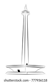 Sketch of Monas - Jakarta (Indonesia Capital City) Landmark or Icon
