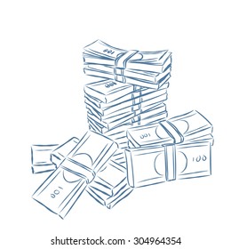 Sketch Of Money Pile.