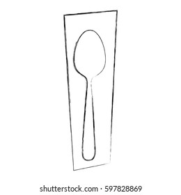sketch of monochrome blurred contour of rectangle with spoon vector illustration