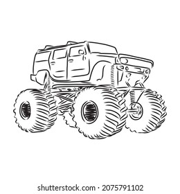 sketch of Monster Truck Vector Illustration monster truck vector