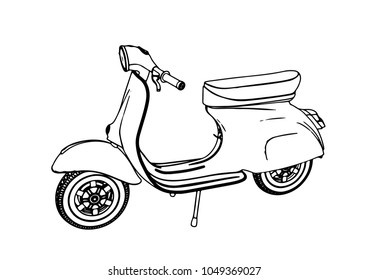 Similar Images, Stock Photos & Vectors of Hand drawn retro scooter ...