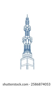 sketch of mosque building tower without background