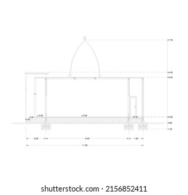 sketch of the mosque section to see the construction of the foundation to the dome