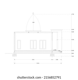 sketch of the mosque section to see the construction of the foundation to the dome