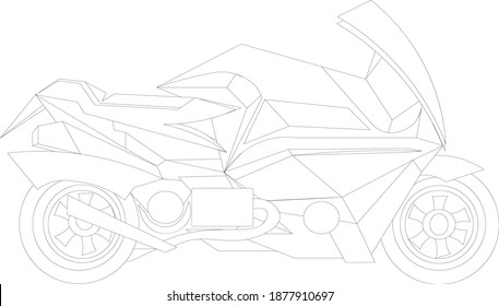 sketch motorcycle on white with lines 