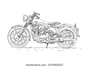 Sketch motorcycle vector illustration, isolated on white background.
