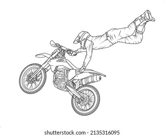 sketch of a motorcycle vector, with white background, line art motocross