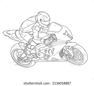 sketch of a motorcycle vector, with white background, sport motorbike line art