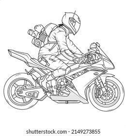 boceto de un vector de motocicleta, con fondo blanco, arte de la línea de moto deportiva