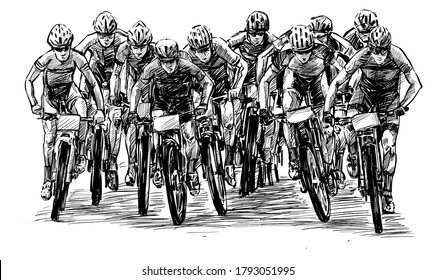 Sketch the mountain bike competition hand draw 
